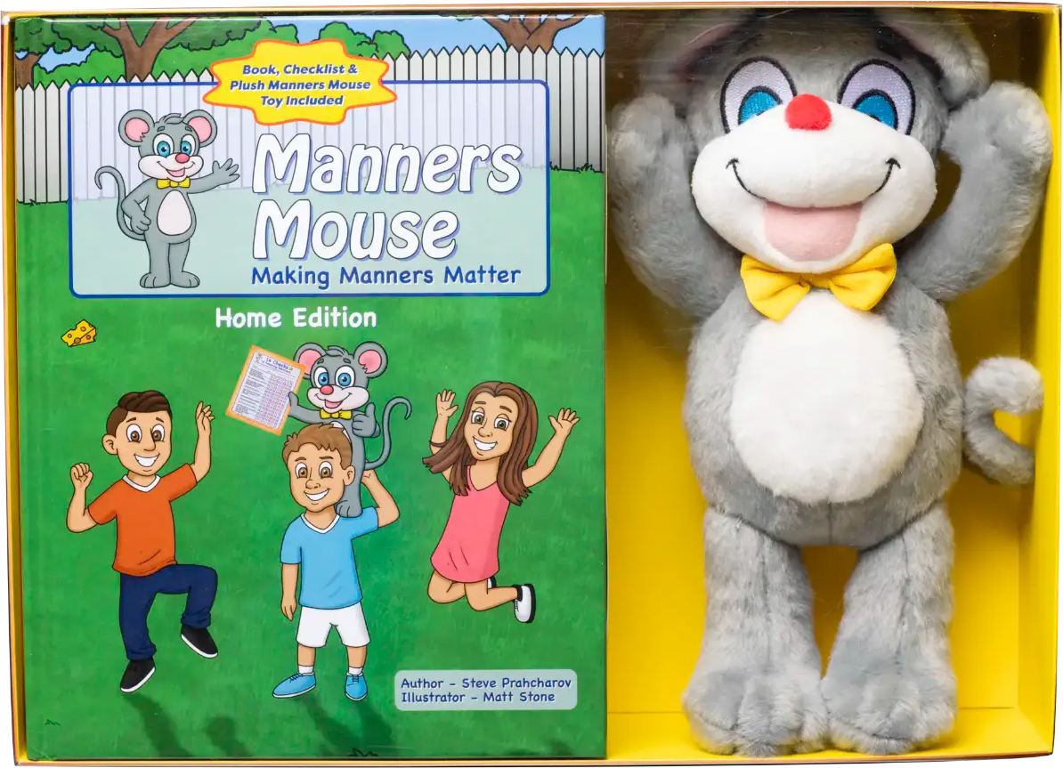 Manners Mouse Home Edition box set with the book and plush mouse