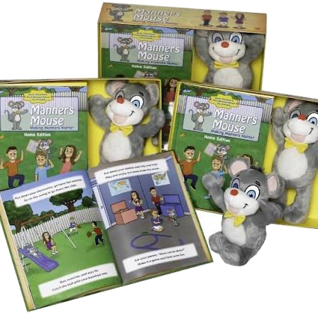 Manners Mouse book, checklist and plush mouse sets
